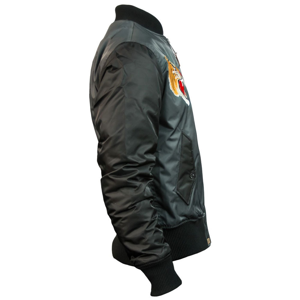 Top Gun Tiger Bomber Jacket Black Charcoal