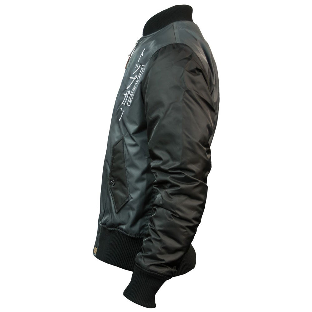 Top Gun Tiger Bomber Jacket Black Charcoal