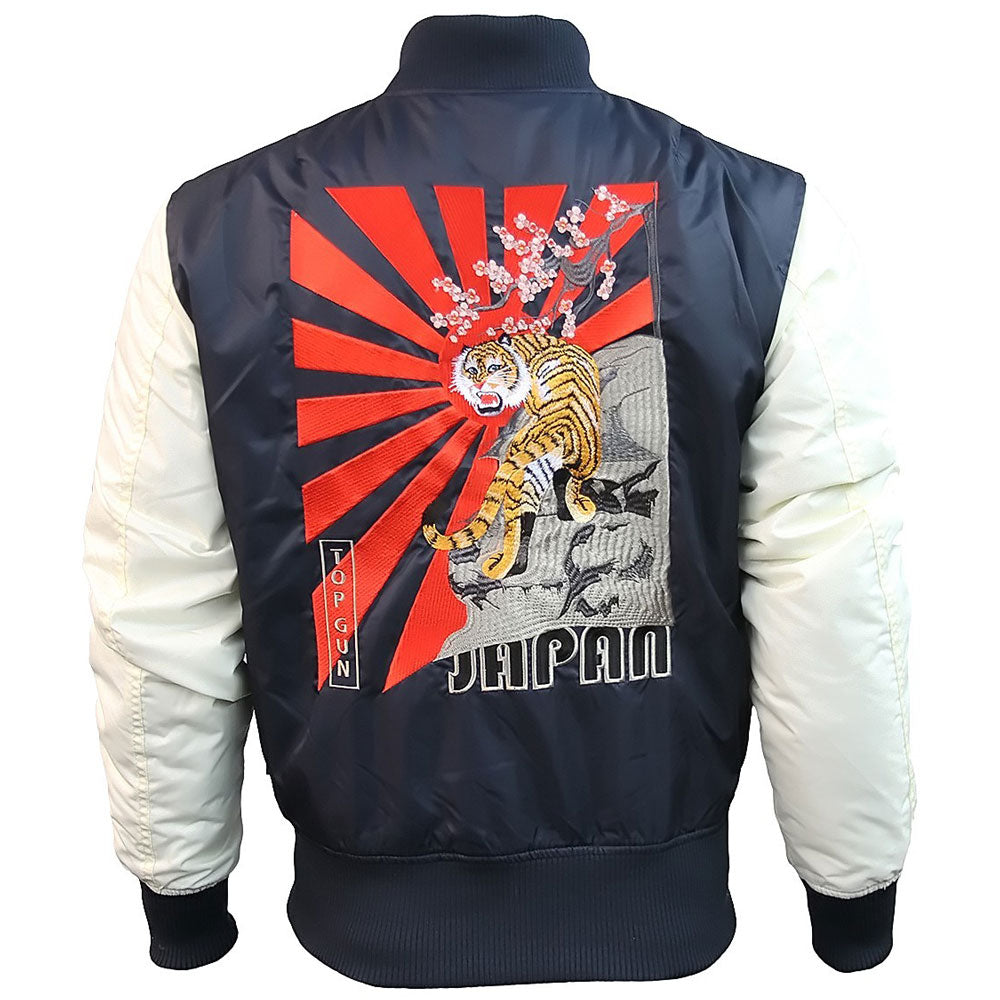 Top Gun Tiger Bomber Jacket Navy White