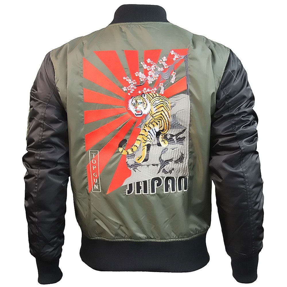 Top Gun Tiger Bomber Jacket Olive Black