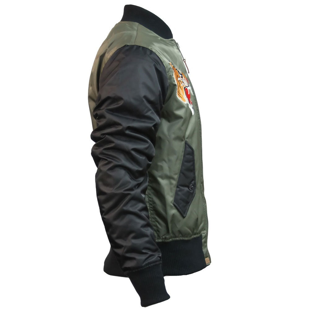 Top Gun Tiger Bomber Jacket Olive Black