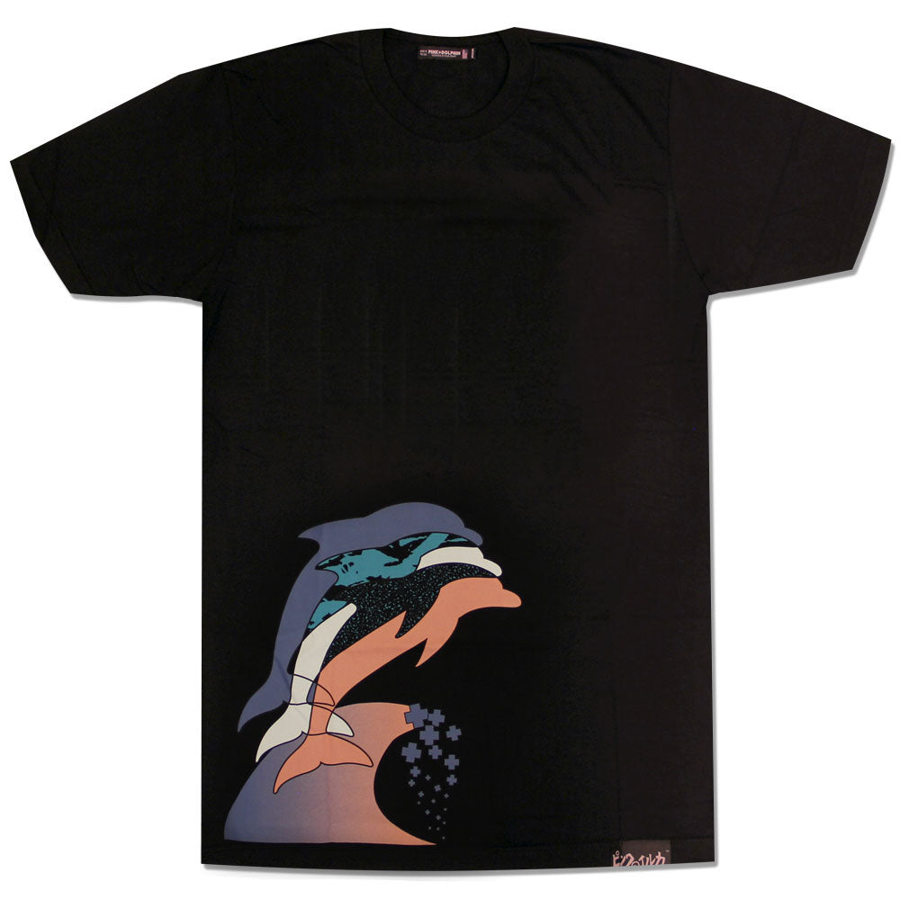 Pink Dolphin Triple Waves T-Shirt Black