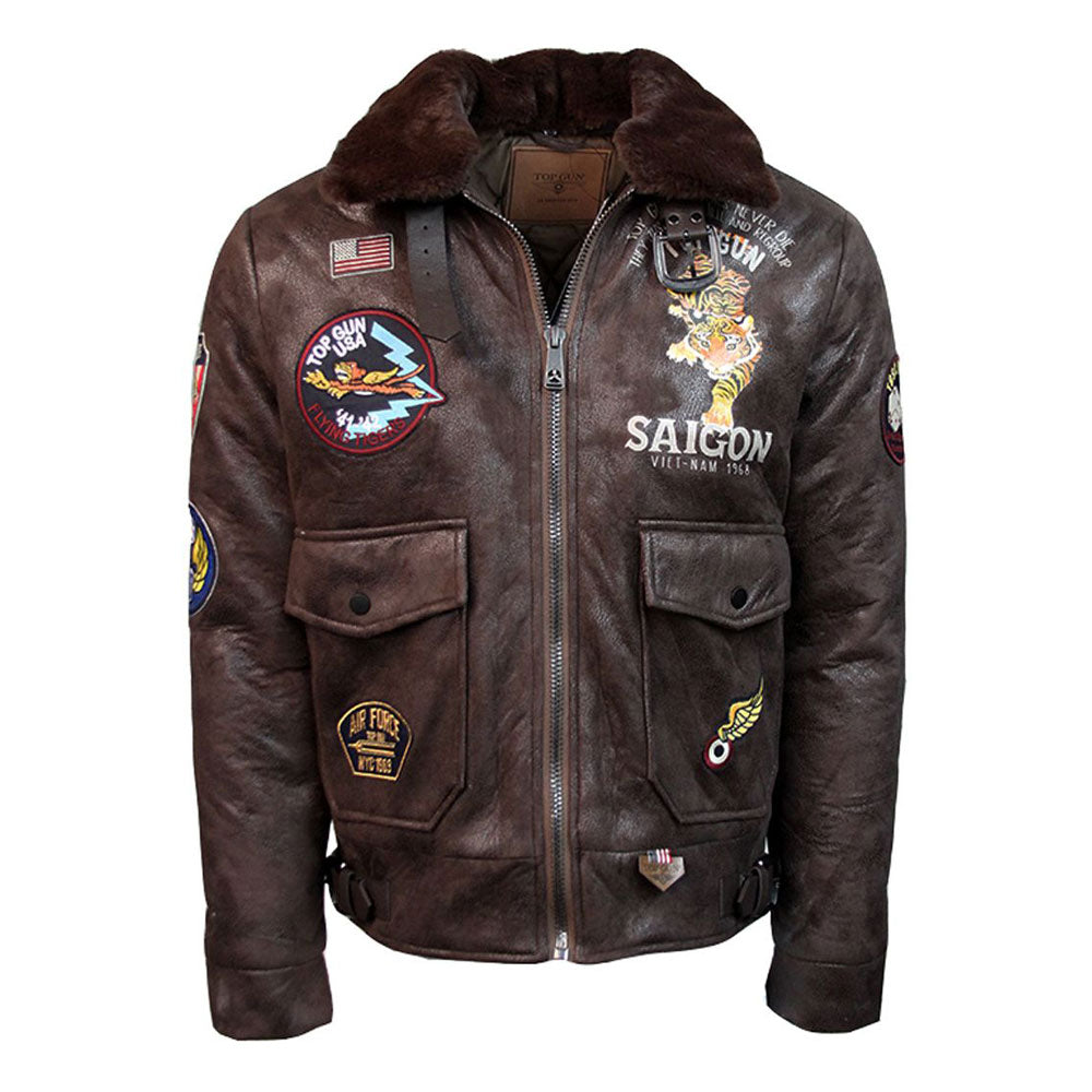 Top Gun Victory Vintage Bomber Brown Olive