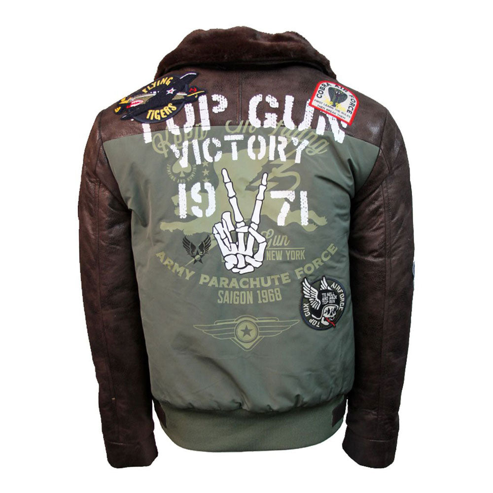 Top Gun Victory Vintage Bomber Brown Olive