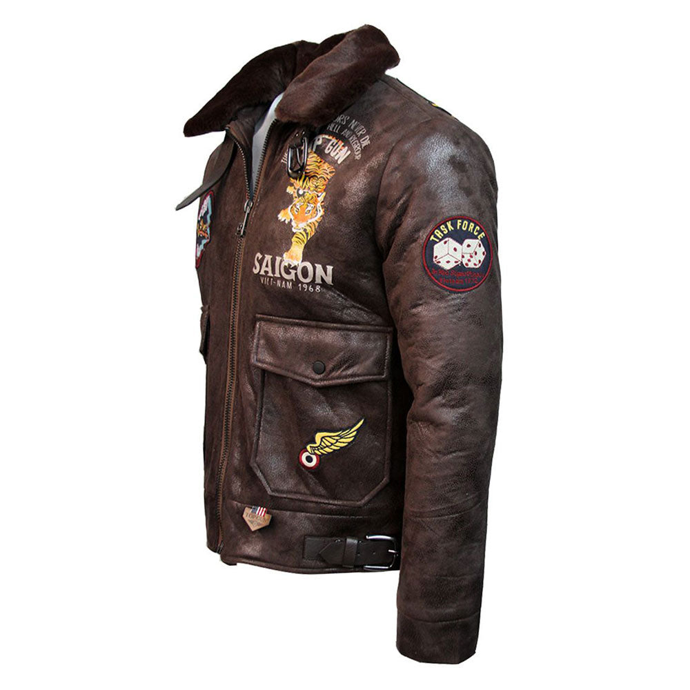 Top Gun Victory Vintage Bomber Brown Olive