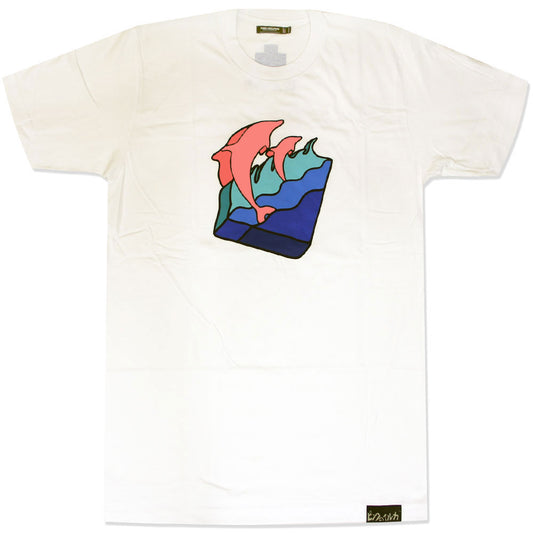 Pink Dolphin Waves T-Shirt White