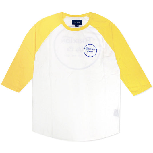 Brixton Wheeler 3/4 Sleeve Baseball T-Shirt White Yellow